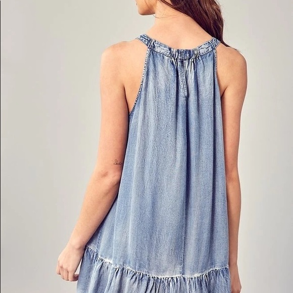Mustard Seed- Halter Baby Doll Denim Dress-NWT - Picture 4 of 5
